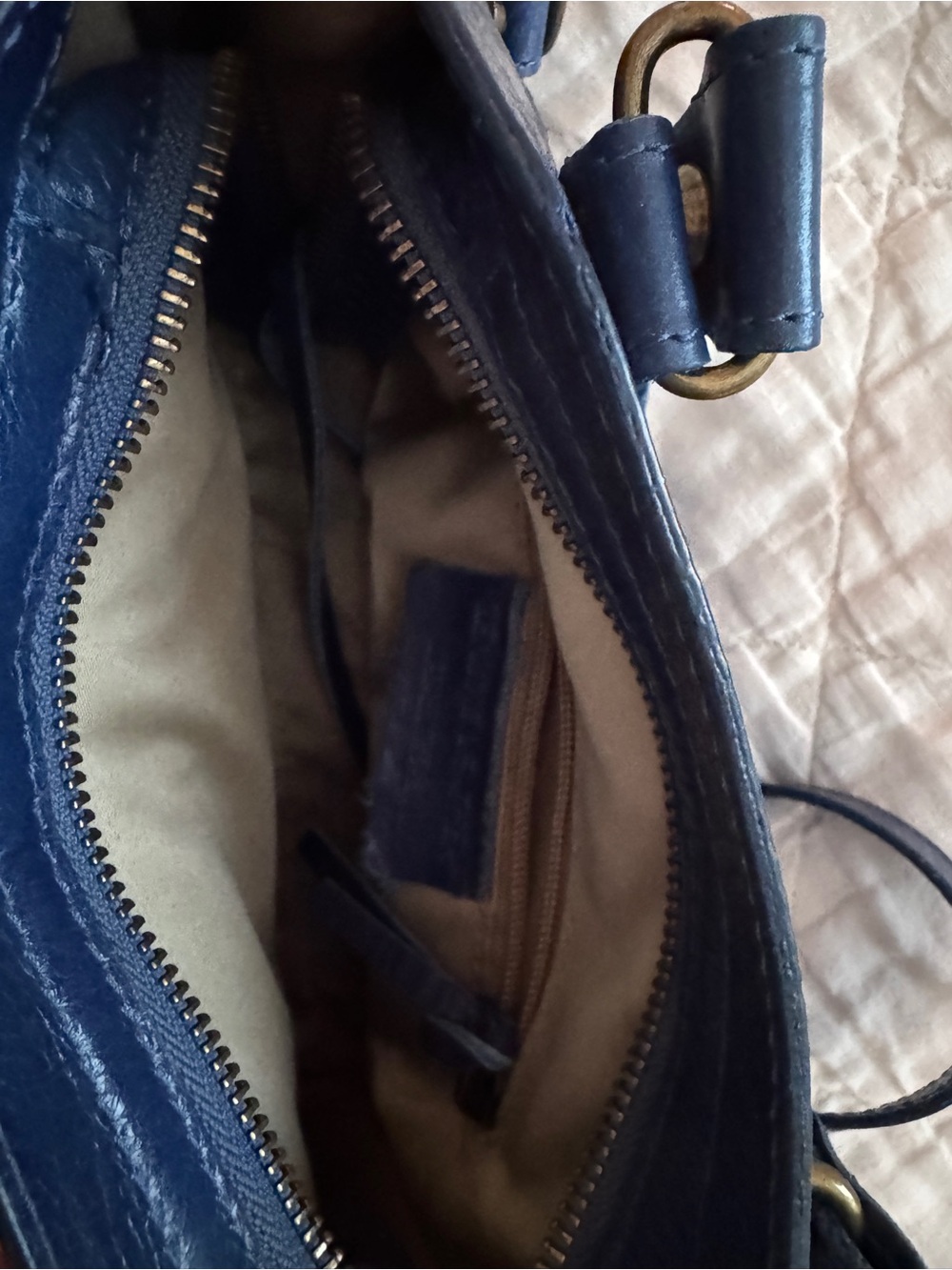 Blue Women’s Leather Crossbody Satchel - Picture 5 of 5